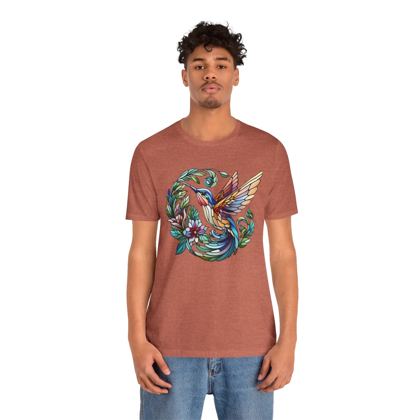 Stained Glass Hummingbird Tee – Vibrant Nature Shirt