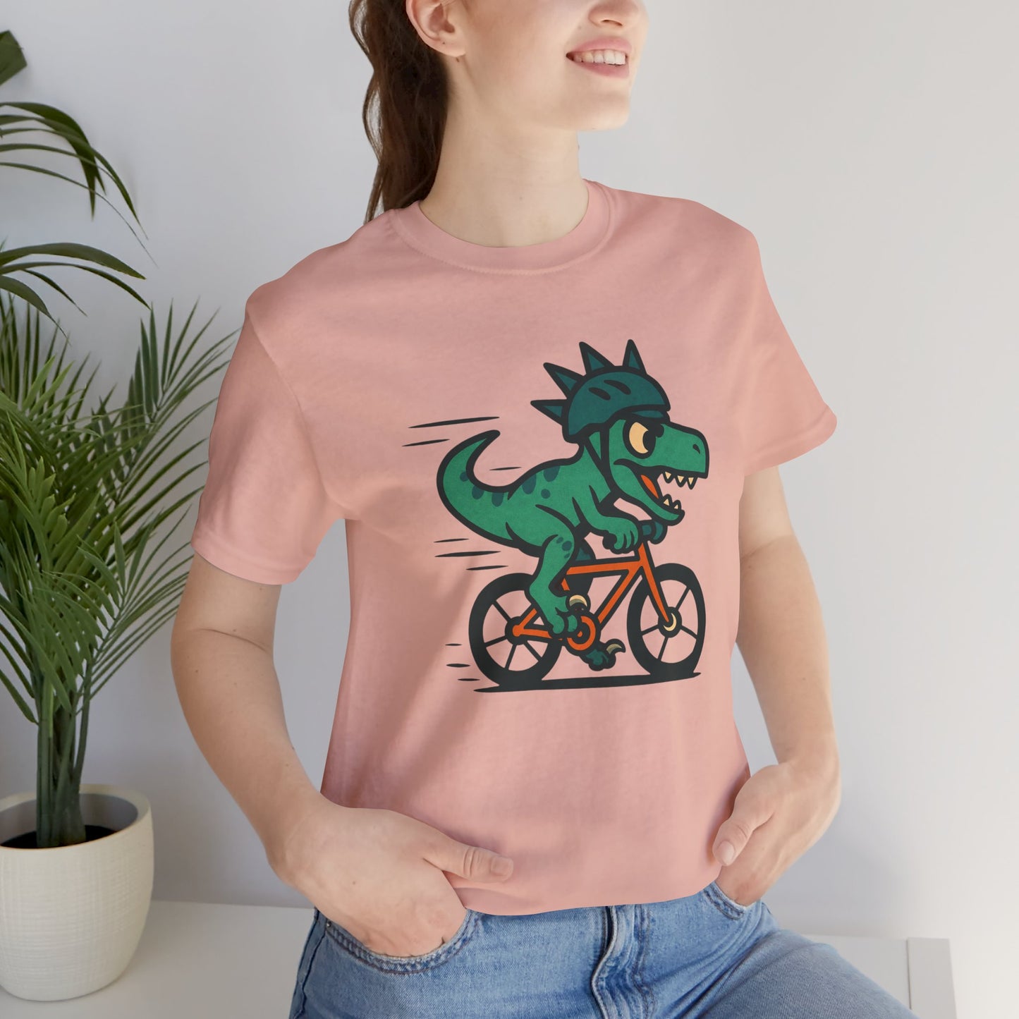 Velociraptor on a Bike T-Shirt – Funny Dino Velo Tee