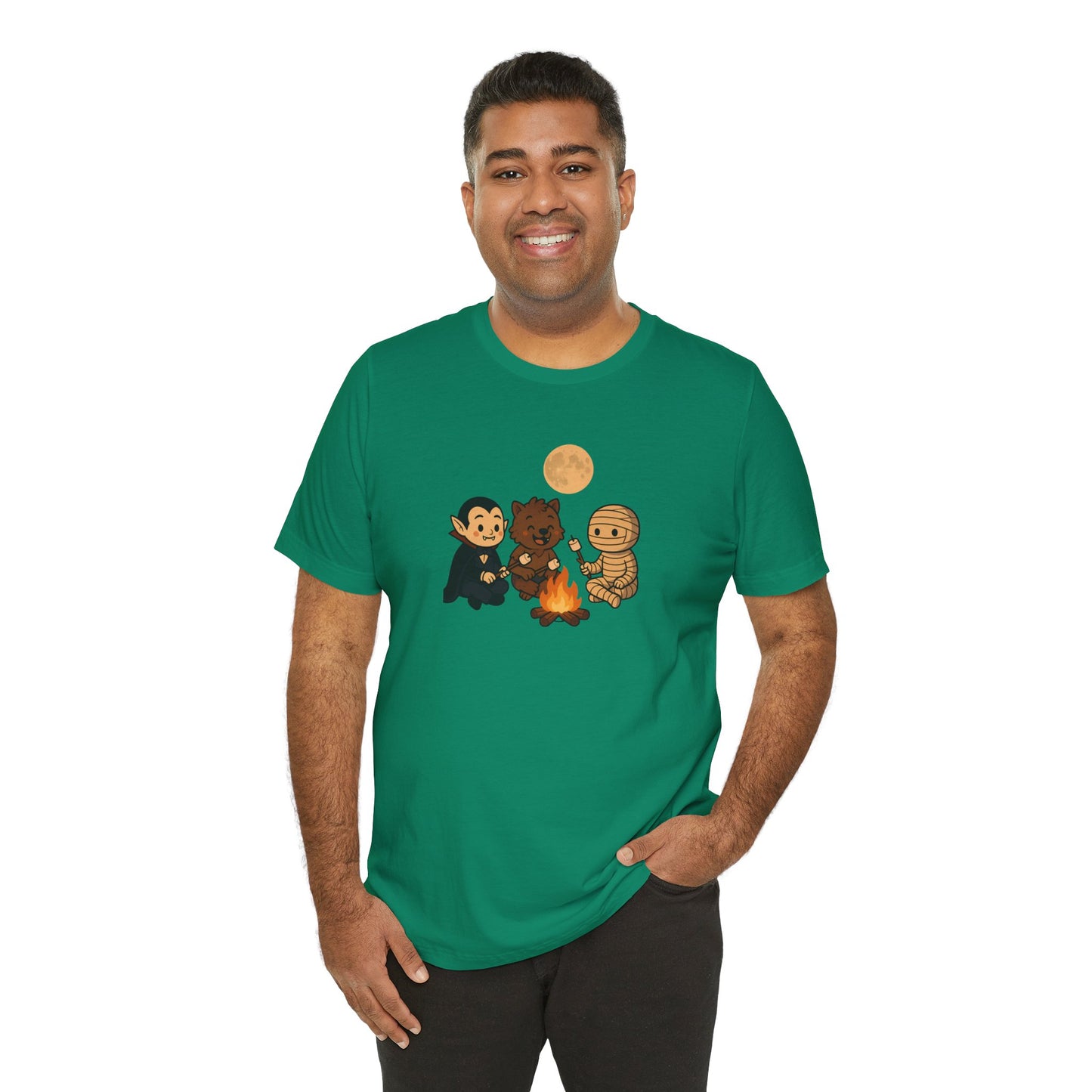 Halloween Monsters Campfire T-Shirt – Cute Monster Shirt with Roasting Marshmallows
