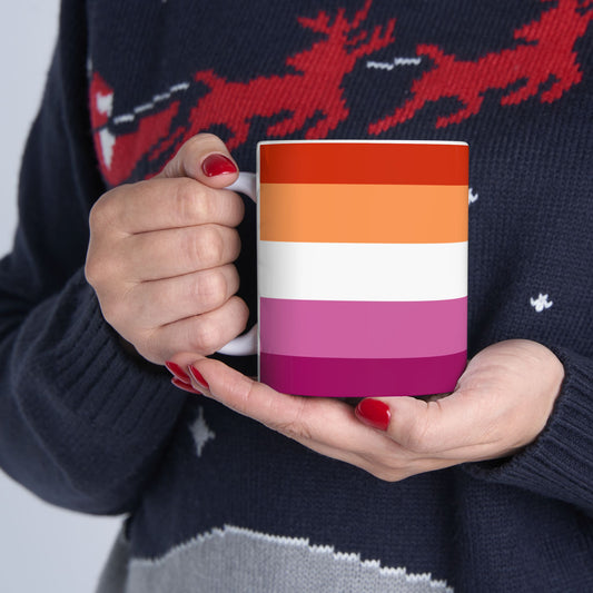 Lesbian Pride Flag Mug – Sapphic Identity LGBTQ+ Ceramic Cup - WhimSpin