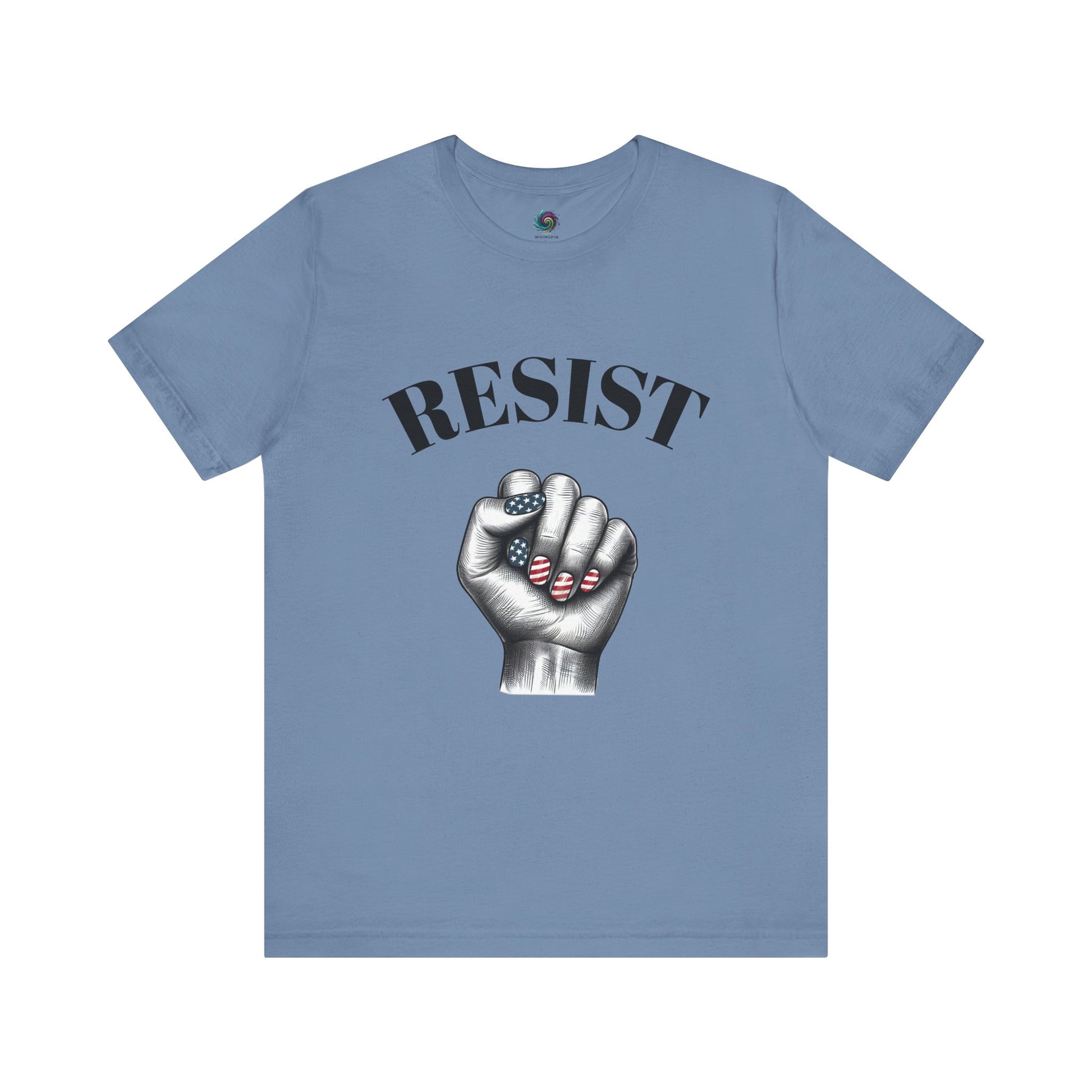 Resist Feminist Power Fist Tee – USA Flag Nails Protest Shirt - WhimSpin - https://whimspin.com