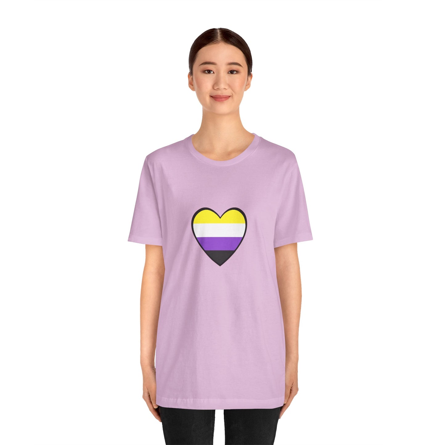 Nonbinary Pride Flag Heart T-Shirt – Unisex LGBTQ+ Graphic Tee