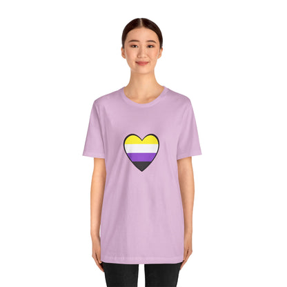 Nonbinary Pride Flag Heart T-Shirt – Unisex LGBTQ+ Graphic Tee