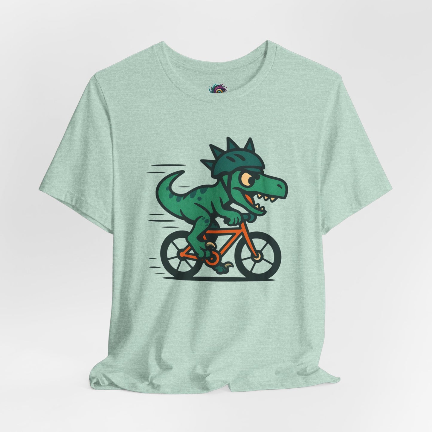 Velociraptor on a Bike T-Shirt – Funny Dino Velo Tee