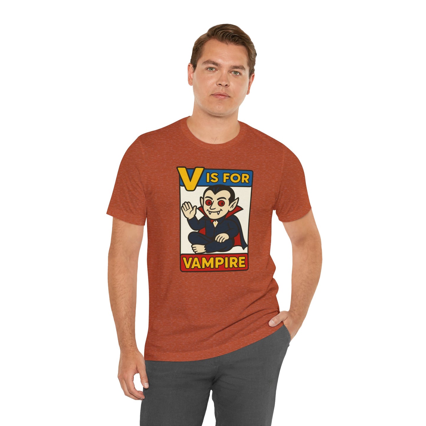 V is for Vampire T-Shirt – Funny Halloween Legend Alphabet Tee