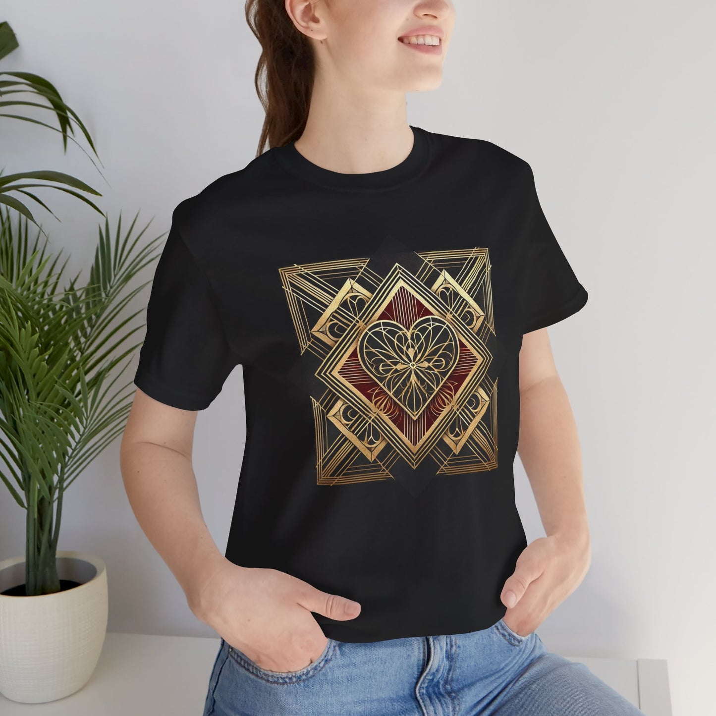Art Deco Heart T-Shirt – Romantic Valentine's Day Graphic Tee