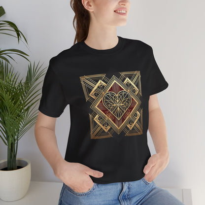 Art Deco Heart T-Shirt – Romantic Valentine's Day Graphic Tee