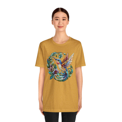 Stained Glass Hummingbird Tee – Vibrant Nature Shirt