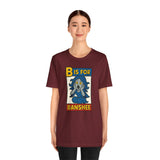 Maroon Banshee alphabet graphic T-shirt with 'B is for Banshee' print