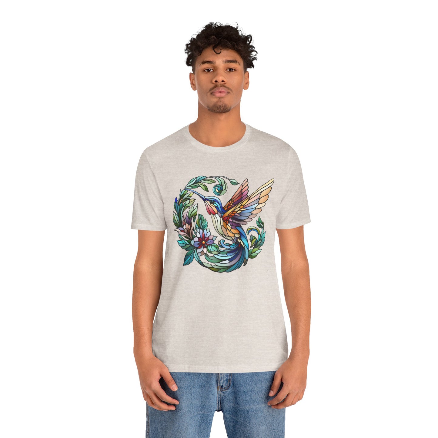 Stained Glass Hummingbird Tee – Vibrant Nature Shirt