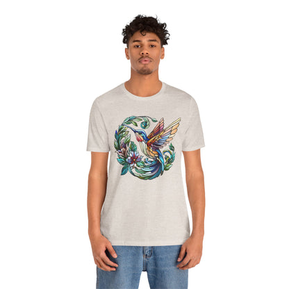 Stained Glass Hummingbird Tee – Vibrant Nature Shirt
