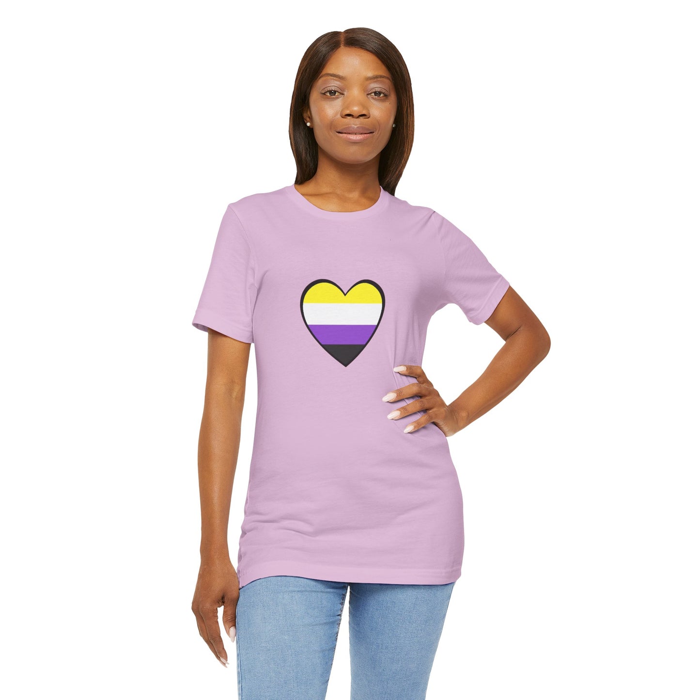 Nonbinary Pride Flag Heart T-Shirt – Unisex LGBTQ+ Graphic Tee
