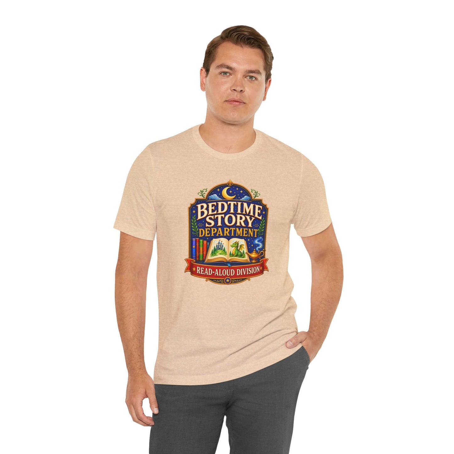 Bedtime Story Department T-Shirt – Read-Aloud Parent Tee