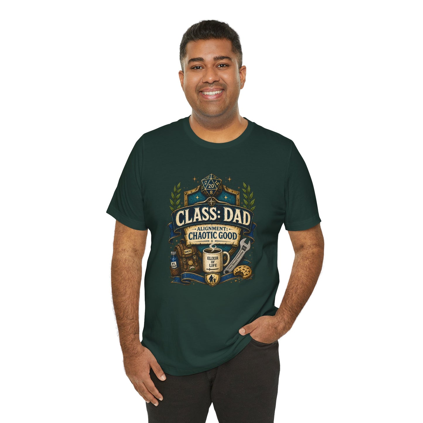 Chaotic Good Dad T-Shirt – RPG Gamer Dad Graphic Tee