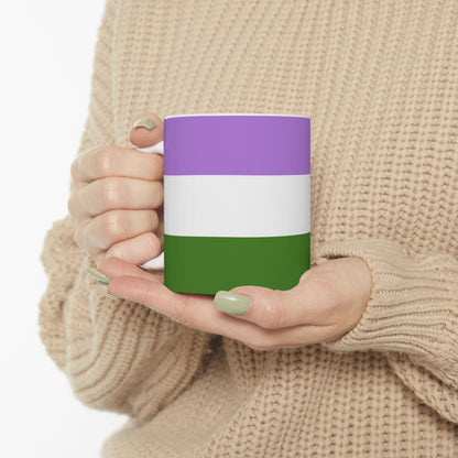 Genderqueer Pride Flag Cup – Lavender, White & Green LGBTQ+ Ceramic Mug