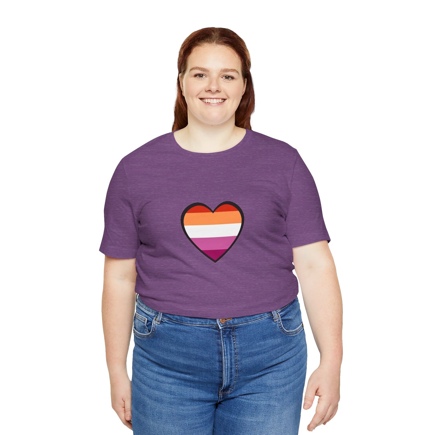 Lesbian Flag Heart T-Shirt – Bold LGBTQ+ Graphic Tee
