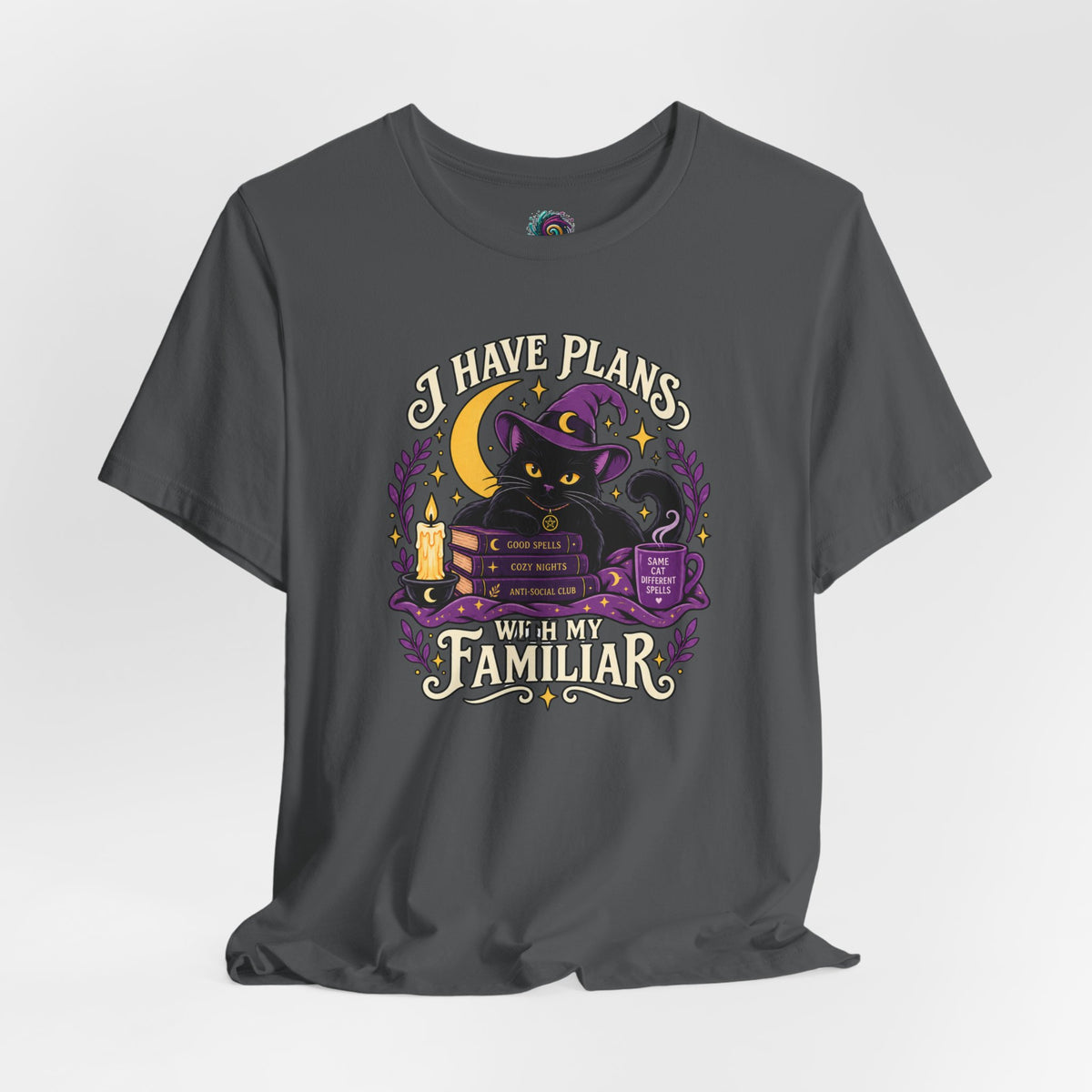 I Have Plans With My Familiar T-Shirt - Funny Witchy Introvert Cat Tee