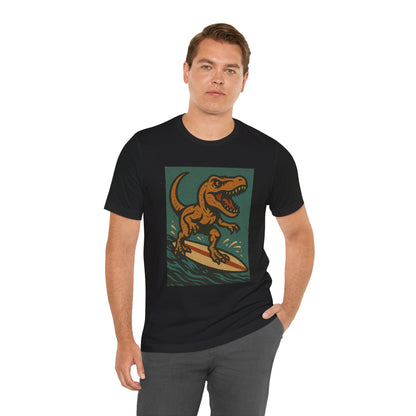 Surfing T-Rex T-Shirt – Funny Dinosaur Surfing Graphic Tee