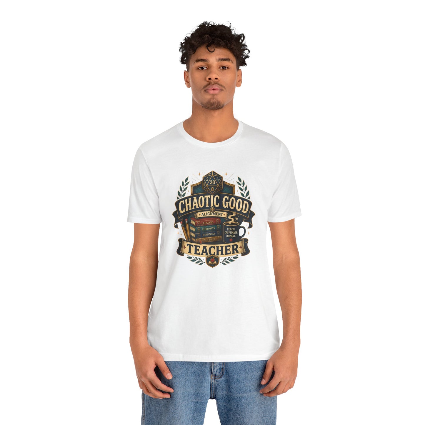 Chaotic Good Teacher T-Shirt – RPG Teacher Graphic Tee