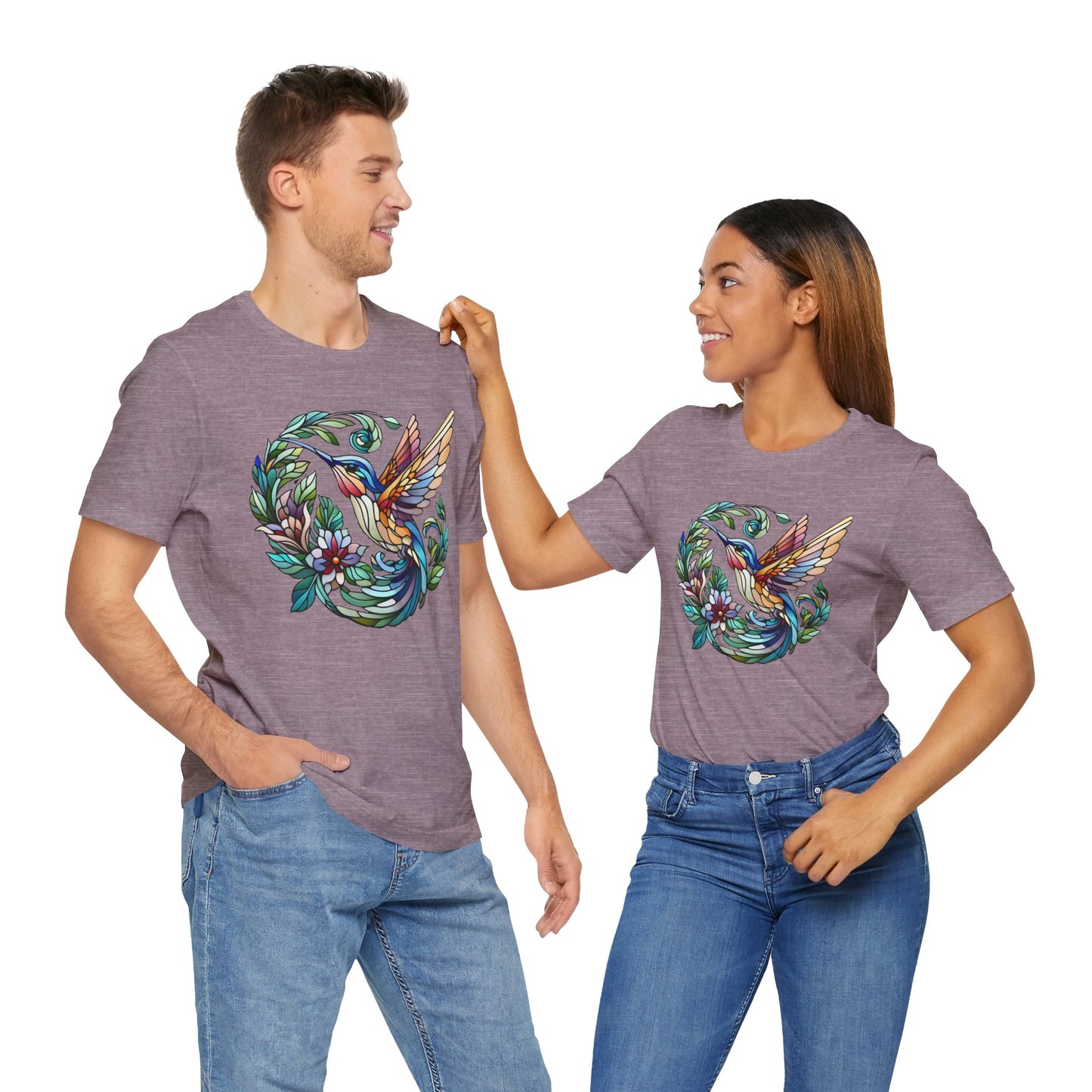 Stained Glass Hummingbird Tee – Vibrant Nature Shirt