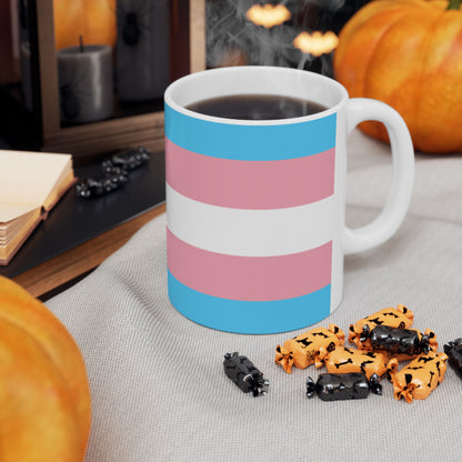 Transgender Pride Flag Cup – Blue, Pink & White LGBTQ+ Ceramic Mug - WhimSpin