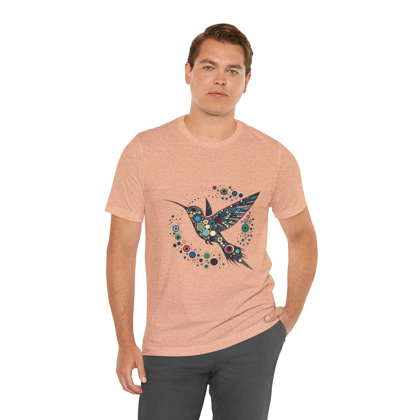Hummingbird Dot Art T-Shirt – Colorful Nature-Inspired Graphic Tee