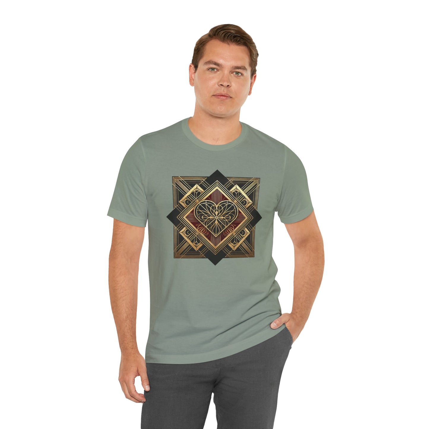 Art Deco Heart T-Shirt – Romantic Valentine's Day Graphic Tee