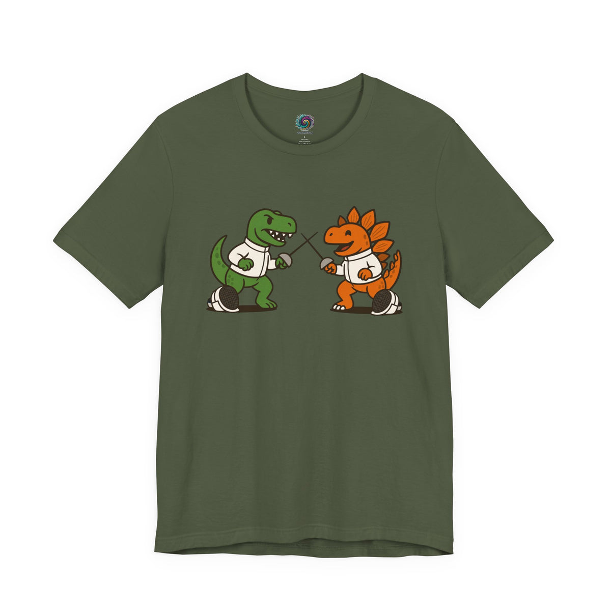 Dinosaur Fencing T-Shirt – T-Rex vs Stegosaurus Tee