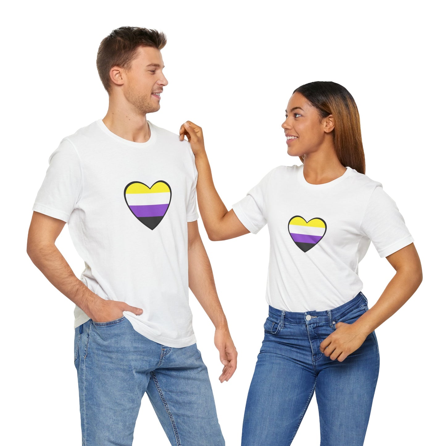 Nonbinary Pride Flag Heart T-Shirt – Unisex LGBTQ+ Graphic Tee