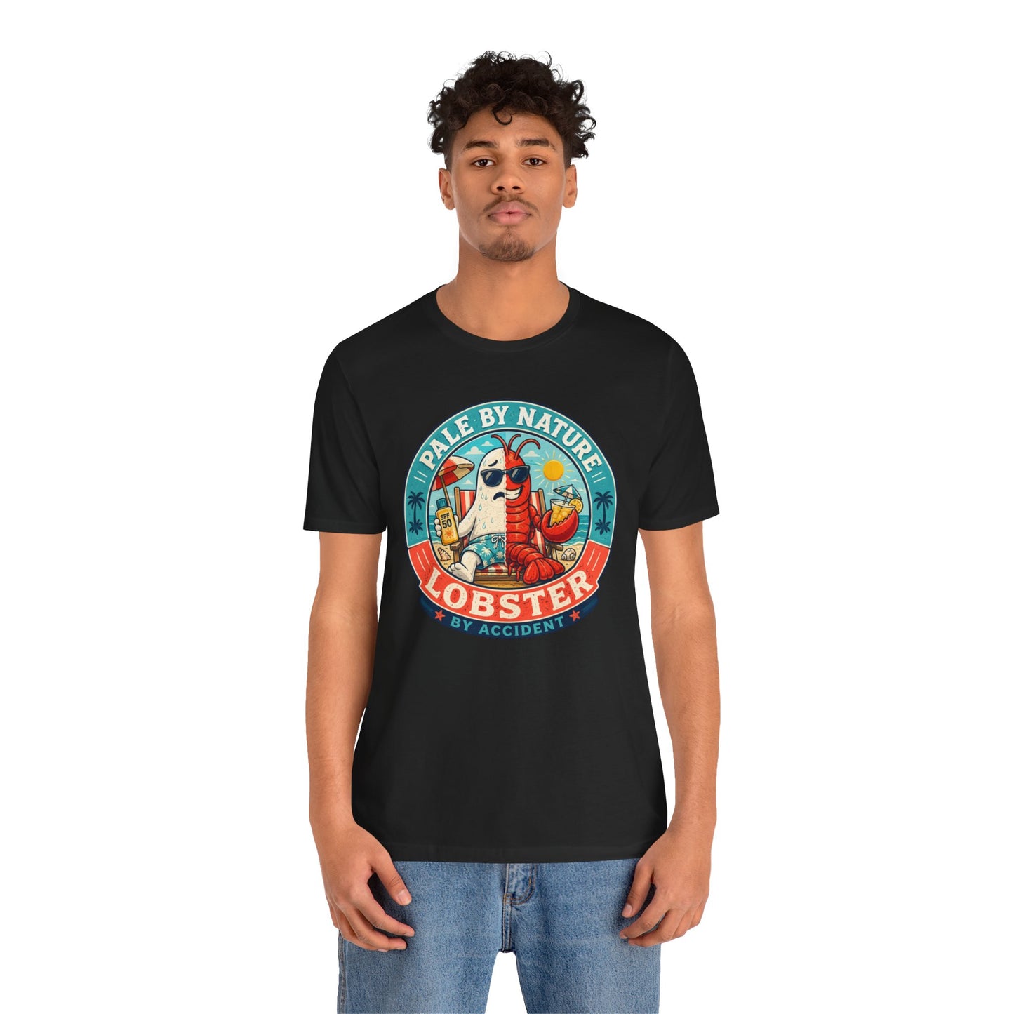Pale by Nature Lobster by Accident T-Shirt – Funny Sunburn Summer Graphic Tee