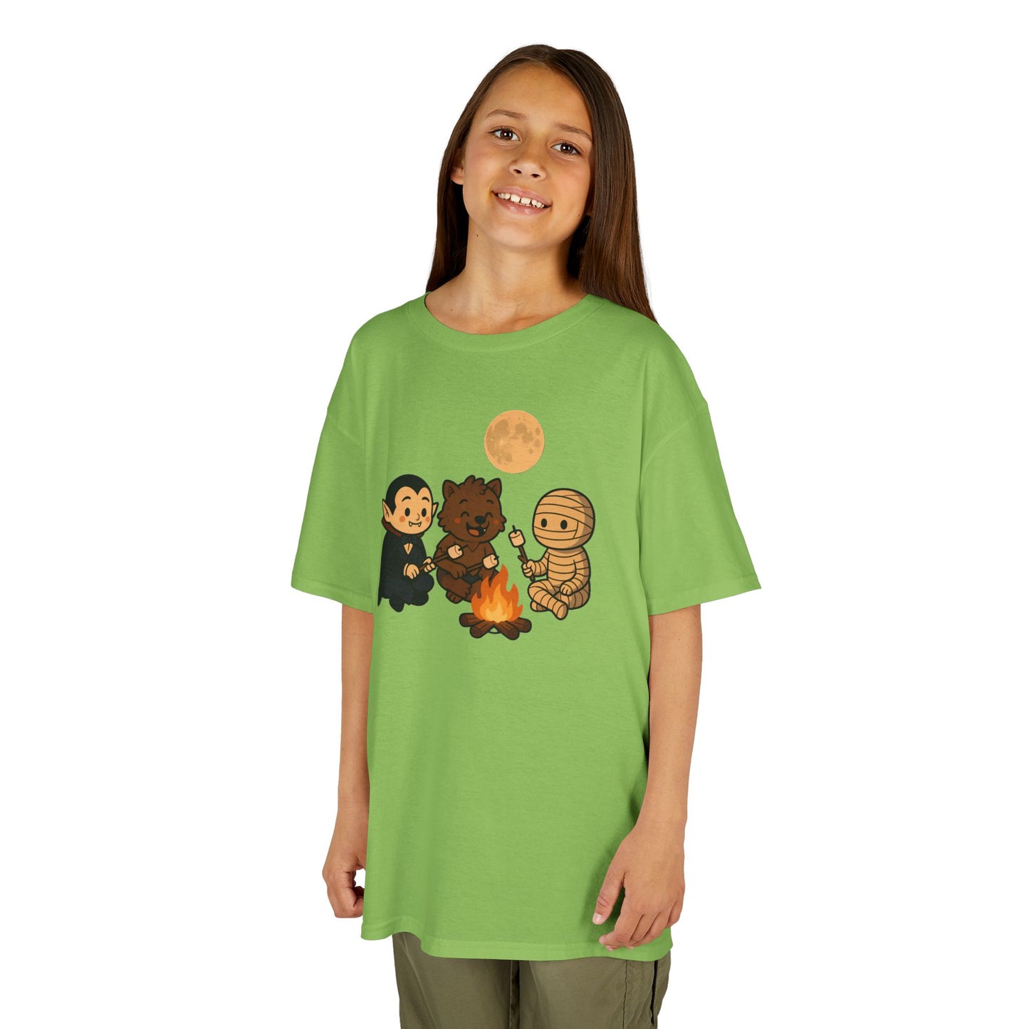 Kids Halloween Monsters Campfire T-Shirt – Cute Spooky Tee