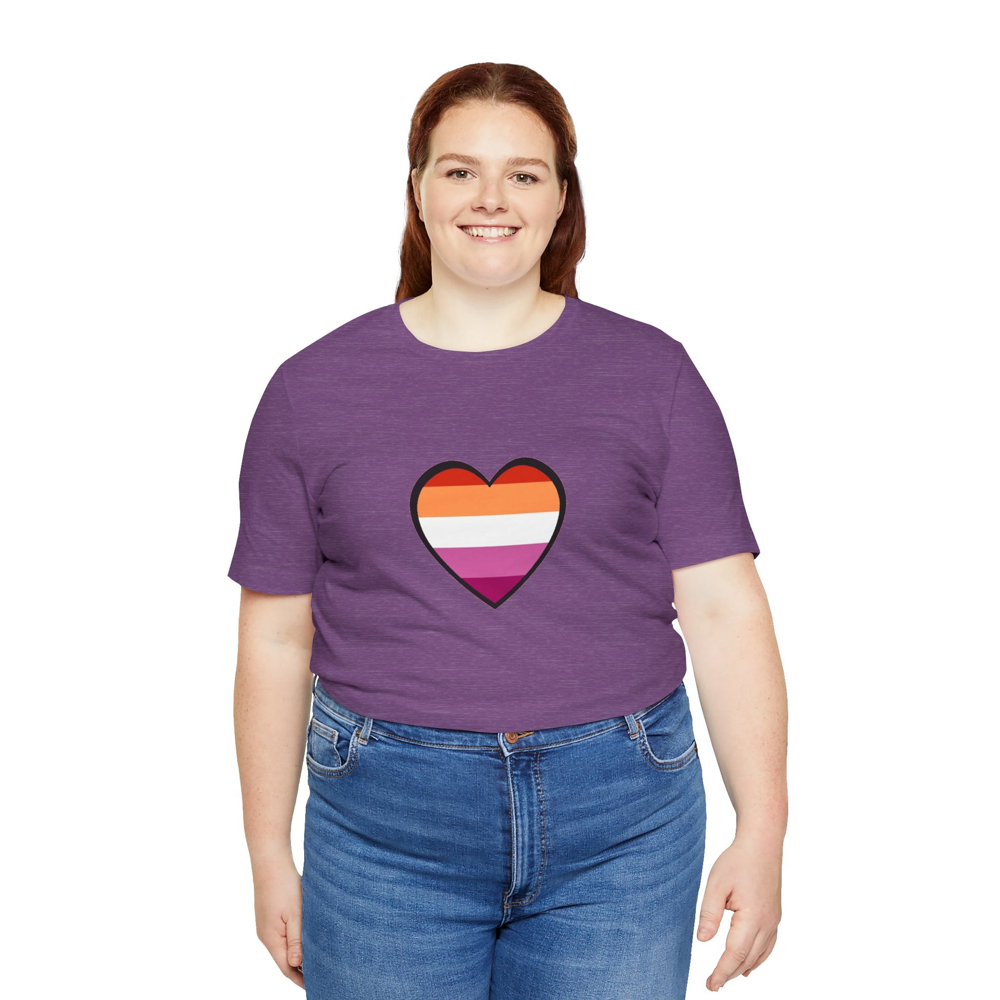 Lesbian Pride Flag Heart T-Shirt – Bold LGBTQ+ Graphic Tee - WhimSpin - https://whimspin.com