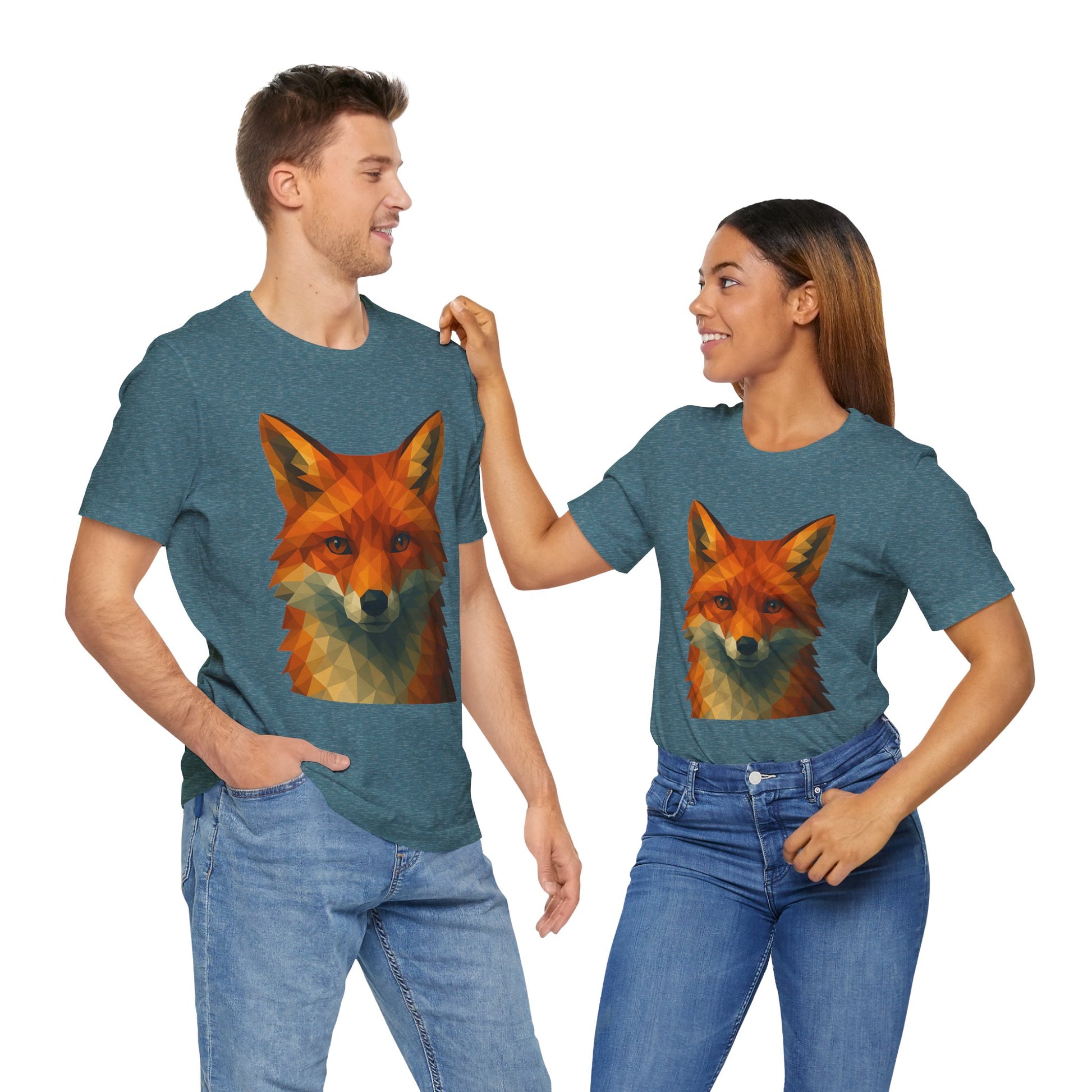 Geometric Fox T-Shirt – Polygon Animal Tee with Nature Vibes - WhimSpin - https://whimspin.com