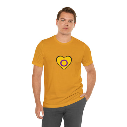 Intersex Pride Flag Heart T-Shirt – Minimalist LGBTQ+ Support Tee