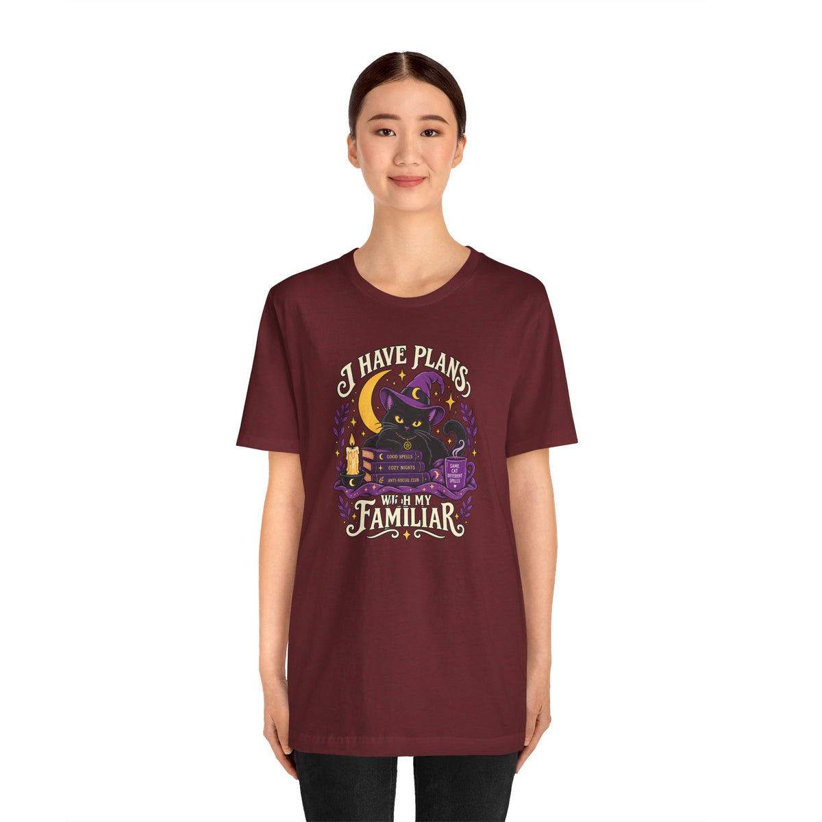 I Have Plans With My Familiar T-Shirt - Funny Witchy Introvert Cat Tee