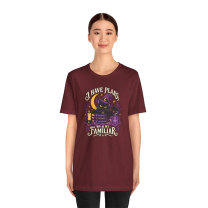 I Have Plans With My Familiar T-Shirt - Funny Witchy Introvert Cat Tee