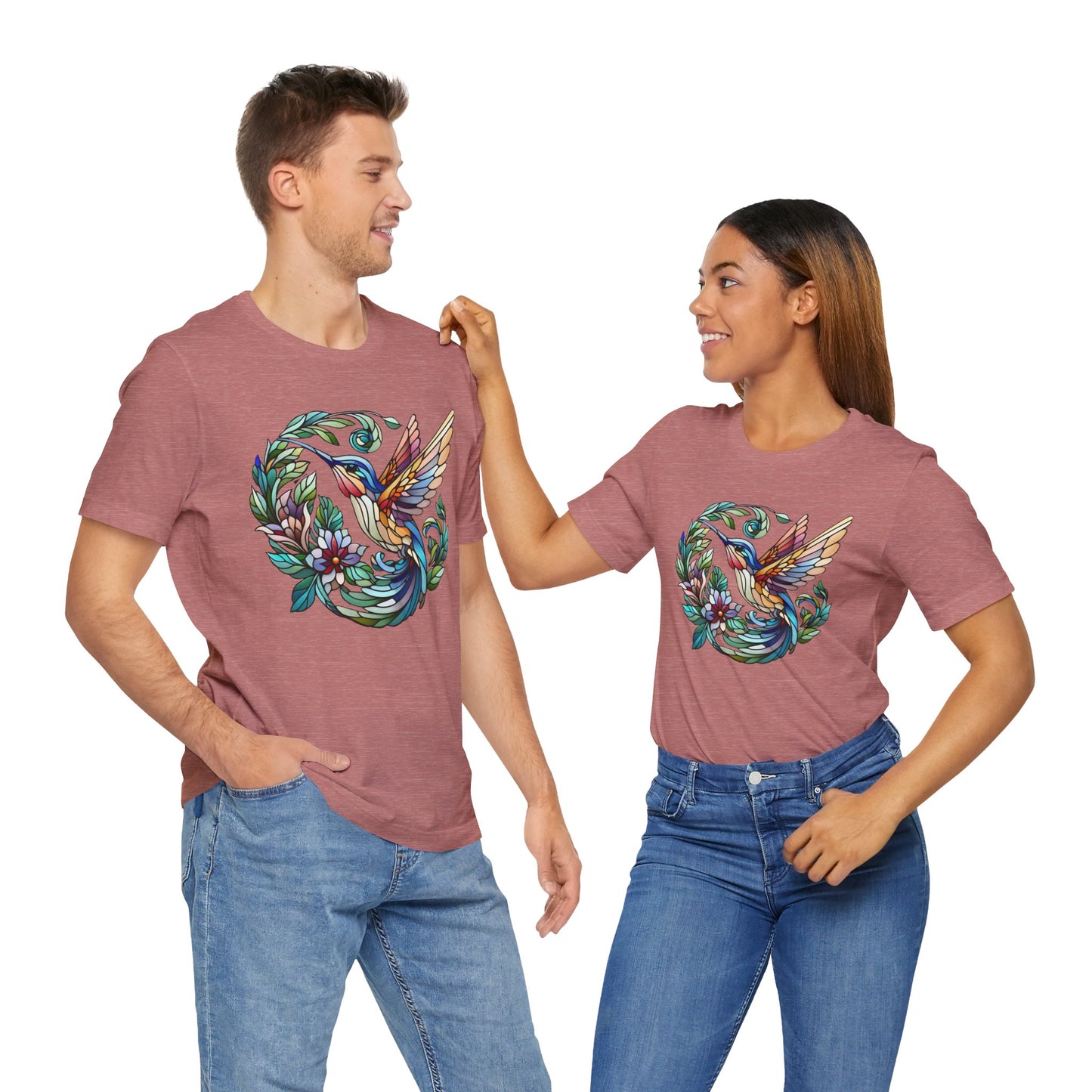 Stained Glass Hummingbird Tee – Vibrant Nature Shirt