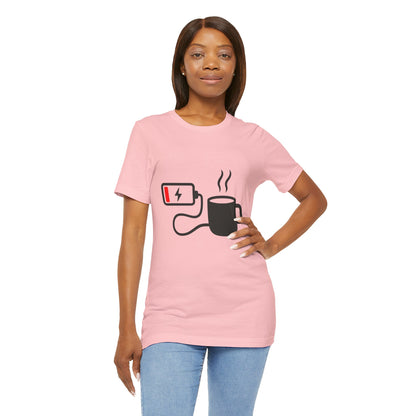Low Battery Need Coffee Tee – Funny Caffeine Graphic T-Shirt