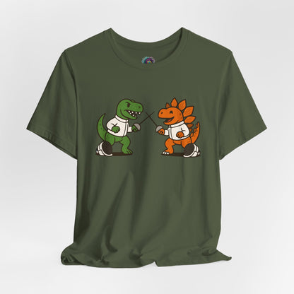 Dinosaur Fencing T-Shirt – T-Rex vs Stegosaurus Tee