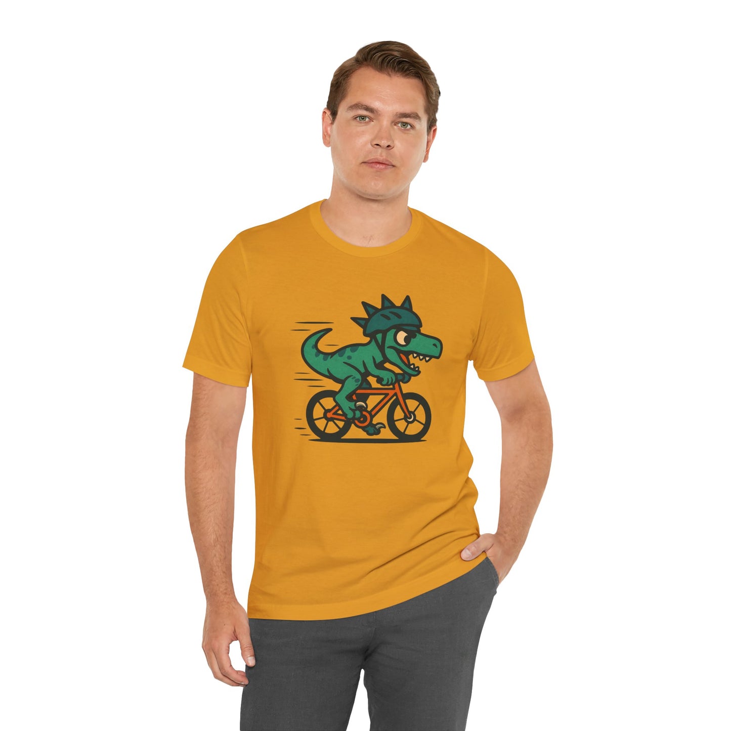 Velociraptor on a Bike T-Shirt – Funny Dino Velo Tee