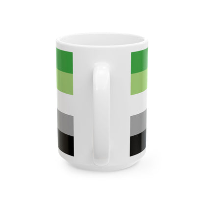 Aromantic Pride Flag Mug – Green Stripe LGBTQ+ Ceramic Cup