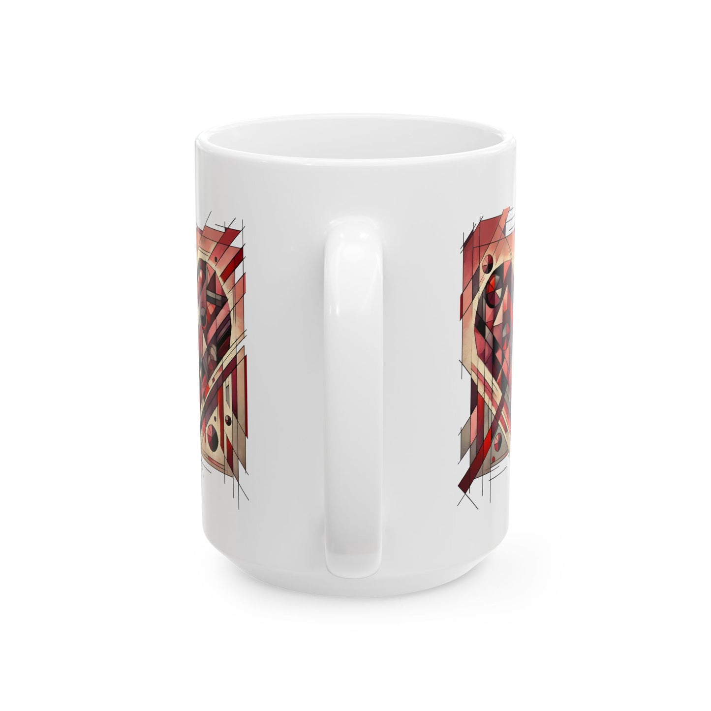 Cubist Heart Mug – Modern Art Valentine's Day Ceramic Coffee Cup (11oz/15oz)