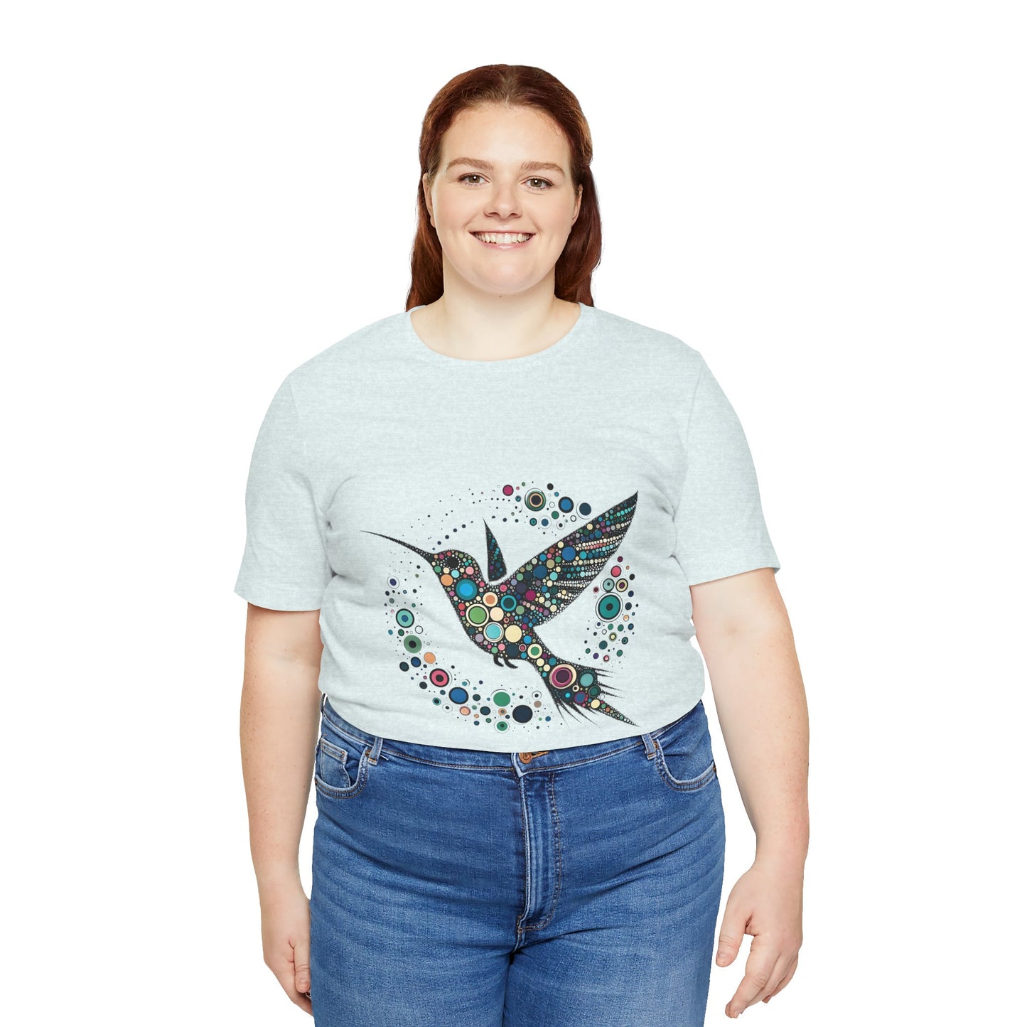 Hummingbird Dot Art T-Shirt – Colorful Nature-Inspired Graphic Tee