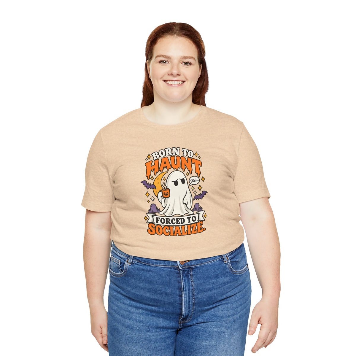 Born to Haunt Forced to Socialize T-Shirt – Funny Halloween Ghost Tee