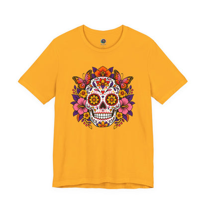 Floral Sugar Skull T-Shirt – Colorful Día de los Muertos Inspired Tee
