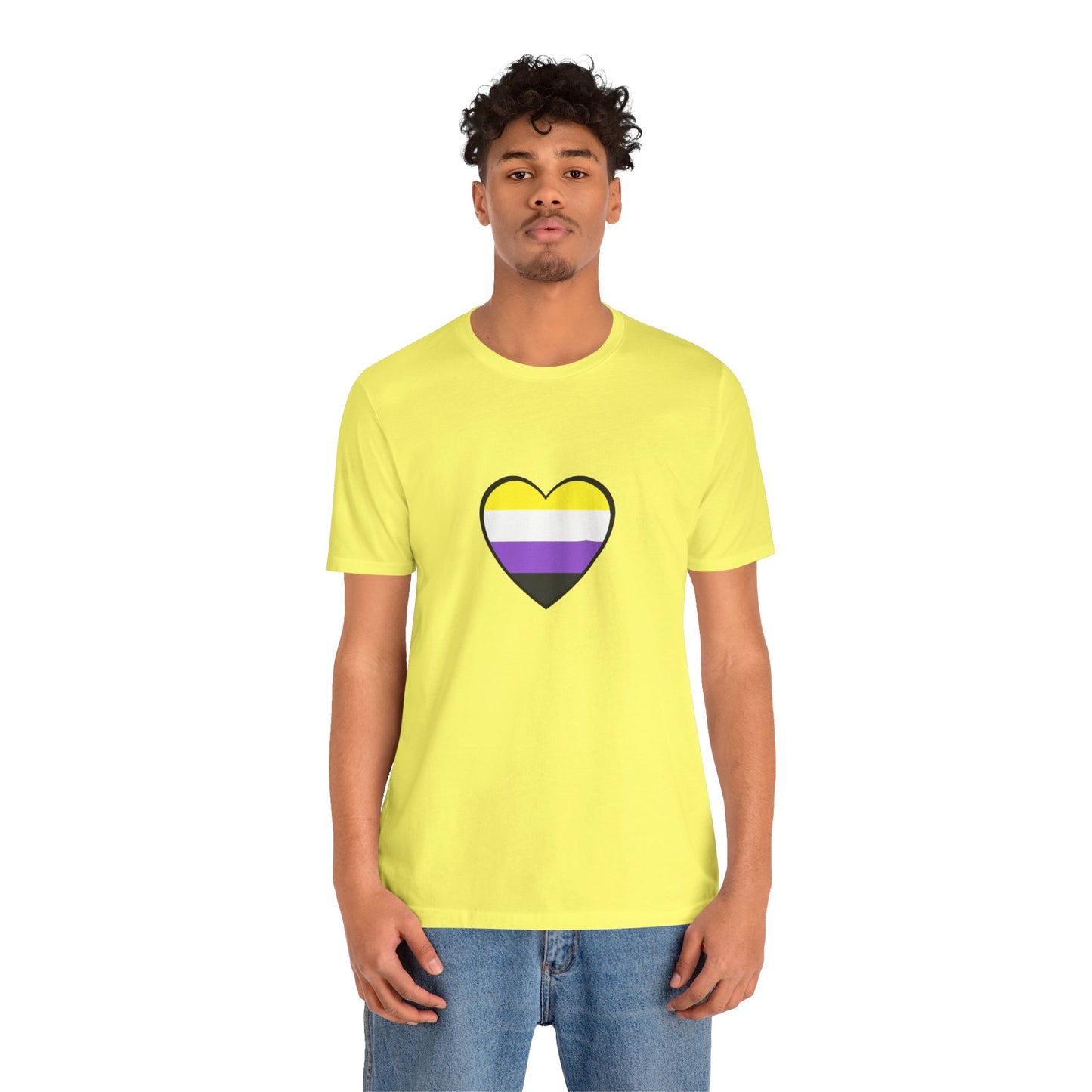 Nonbinary Pride Flag Heart T-Shirt – Unisex LGBTQ+ Graphic Tee