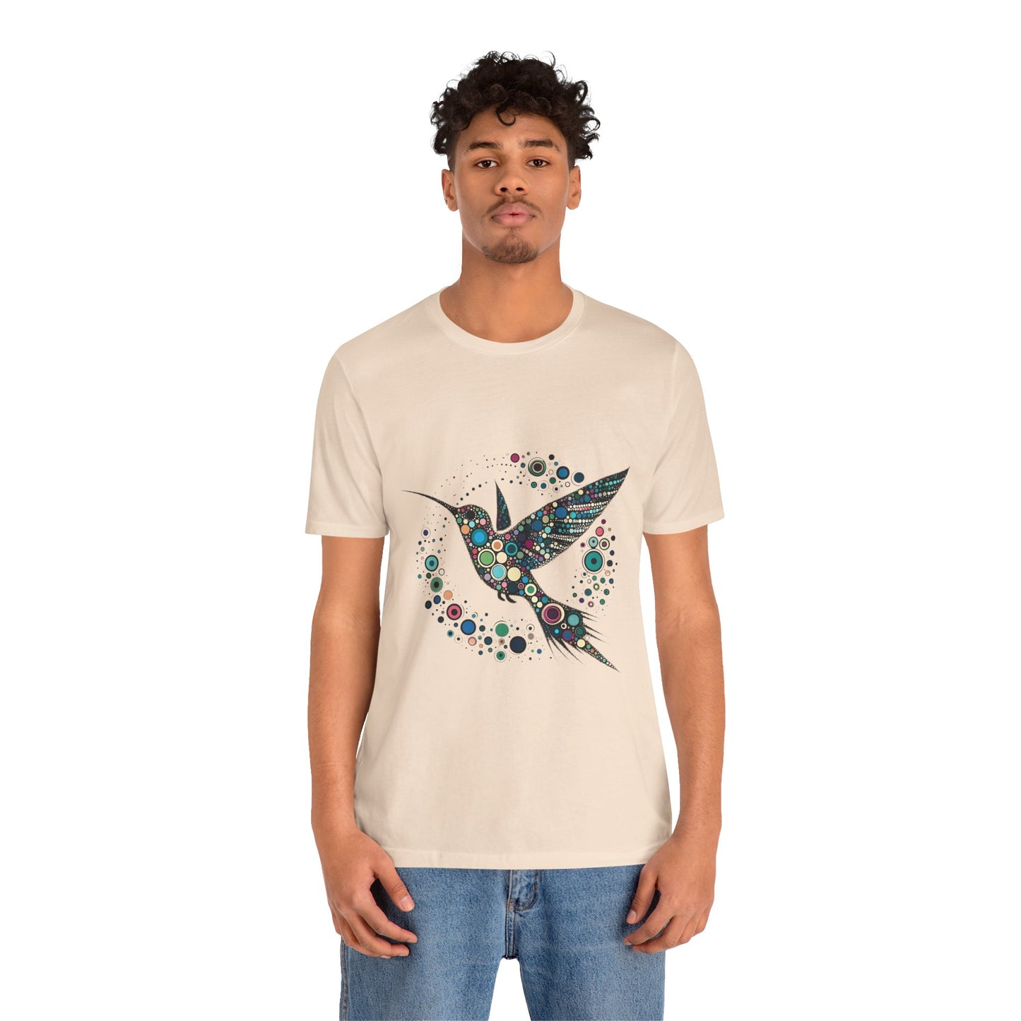 Hummingbird Dot Art T-Shirt – Colorful Nature-Inspired Graphic Tee