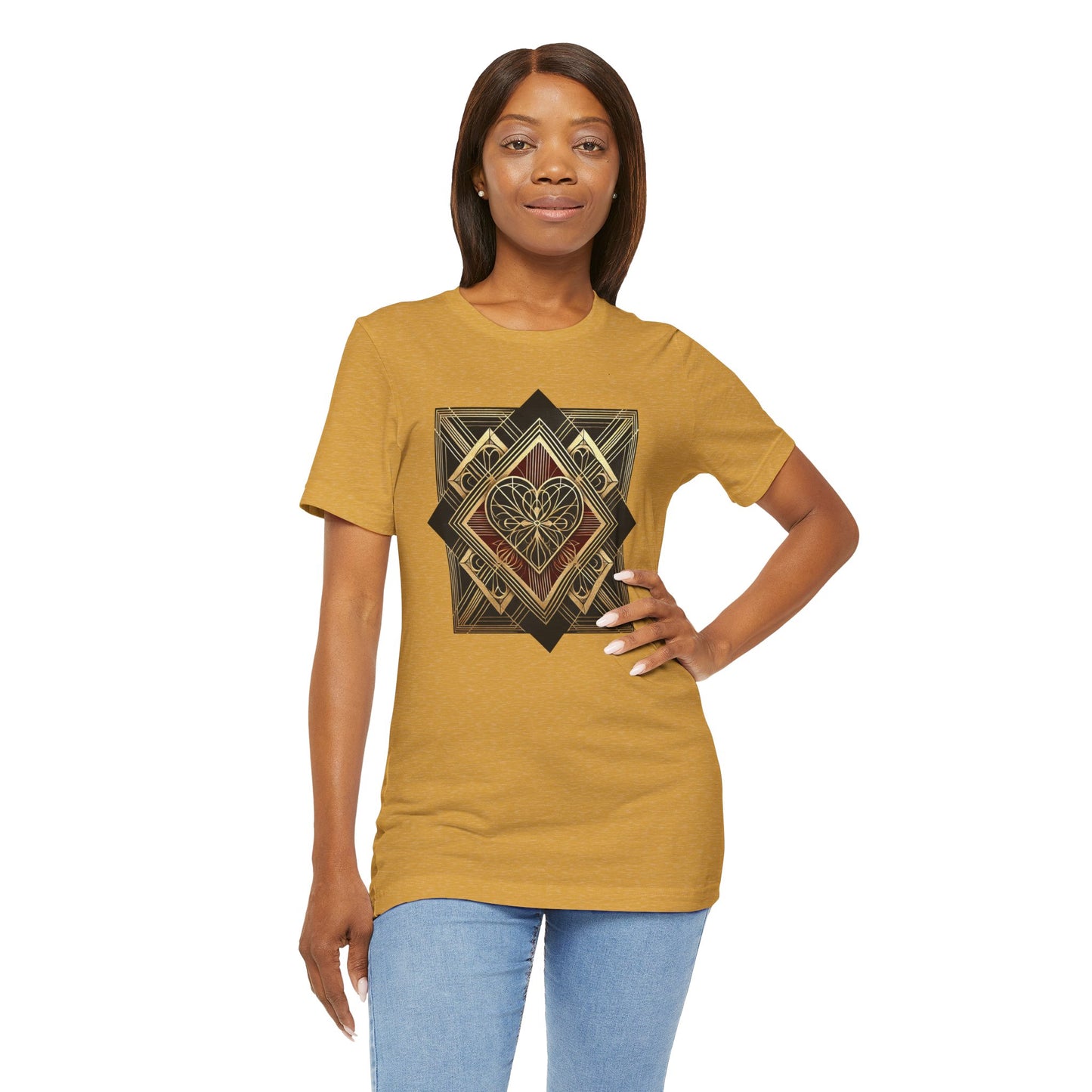 Art Deco Heart T-Shirt – Romantic Valentine's Day Graphic Tee