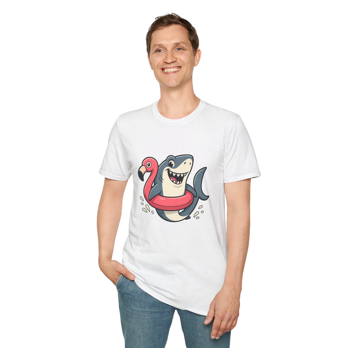 Shark & Flamingo Floatie T-Shirt – Funny Beach & Pool Day Tee