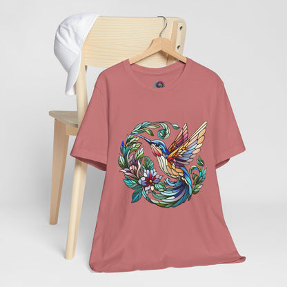 Stained Glass Hummingbird Tee – Vibrant Nature Shirt - WhimSpin - https://whimspin.com
